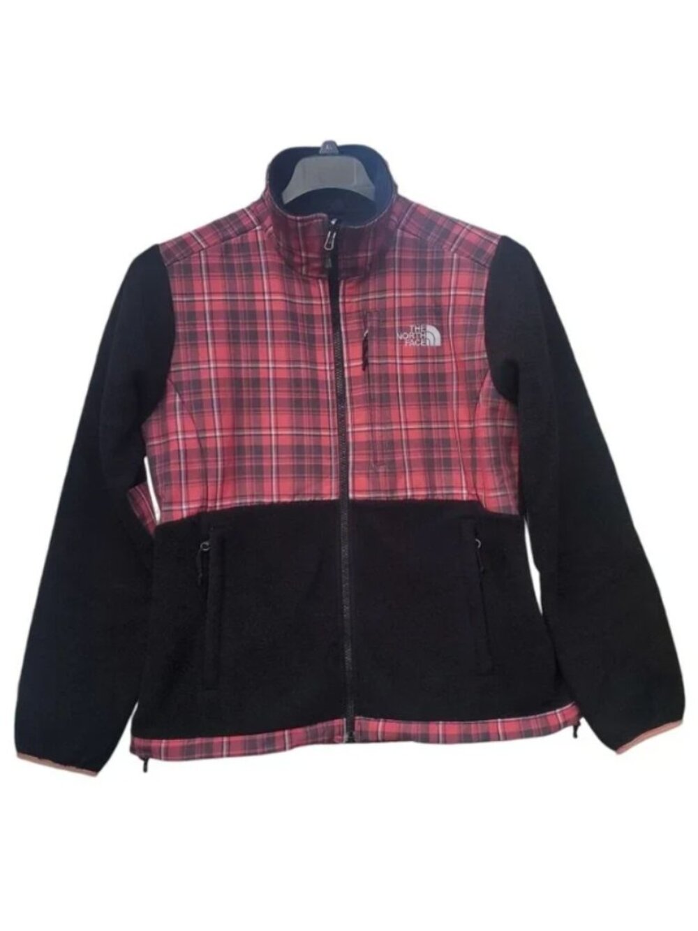 The North Face Women's Denali Plaid Black Red Fleece Full Zip Jacket S